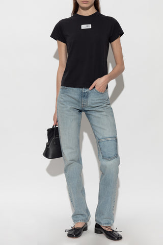 MM6 Maison Margiela BLACK T-shirt with logo patch 2