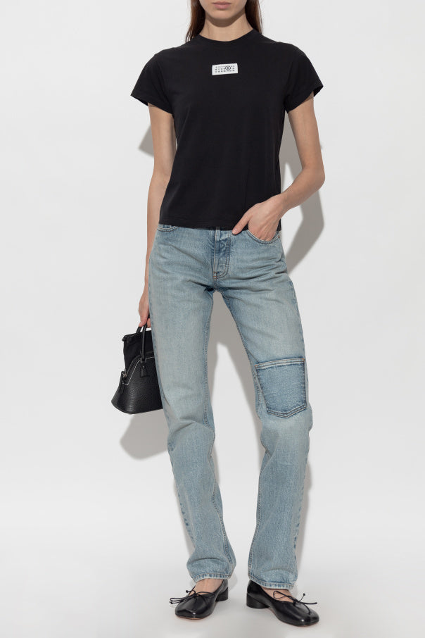 MM6 Maison Margiela BLACK T-shirt with logo patch 2