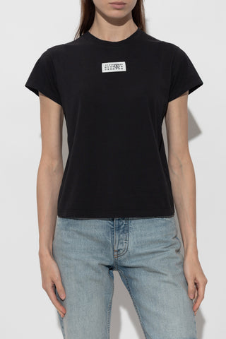 MM6 Maison Margiela BLACK T-shirt with logo patch 3