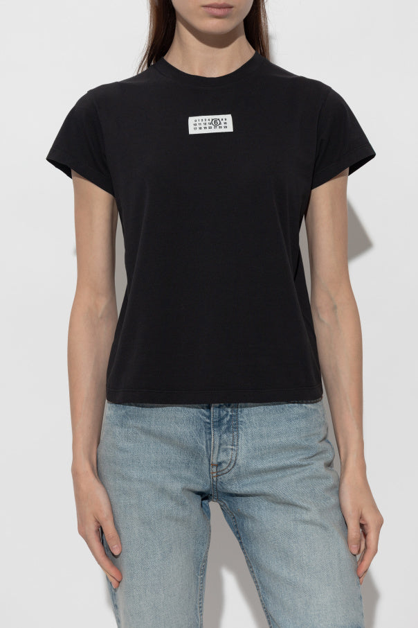 MM6 Maison Margiela BLACK T-shirt with logo patch 3