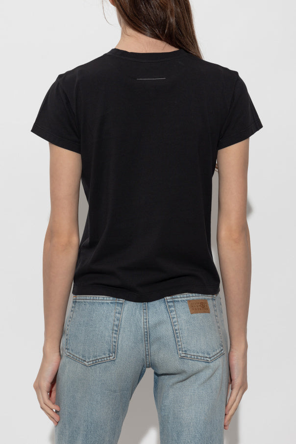 MM6 Maison Margiela BLACK T-shirt with logo patch 4