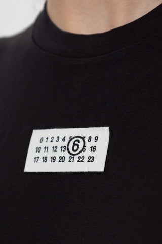 MM6 Maison Margiela BLACK T-shirt with logo patch 5