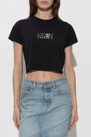 MM6 Maison Margiela BLACK T-shirt with printed logo 3