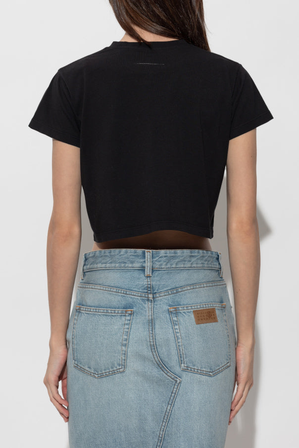 MM6 Maison Margiela BLACK T-shirt with printed logo 4