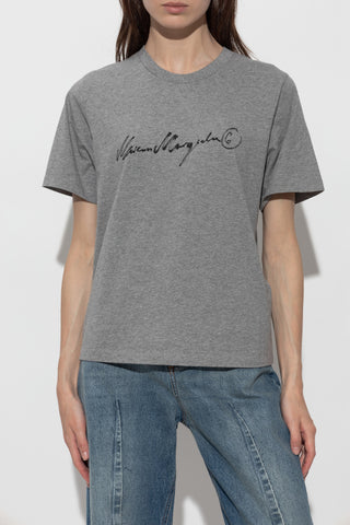 MM6 Maison Margiela GREY T-shirt with printed logo 3