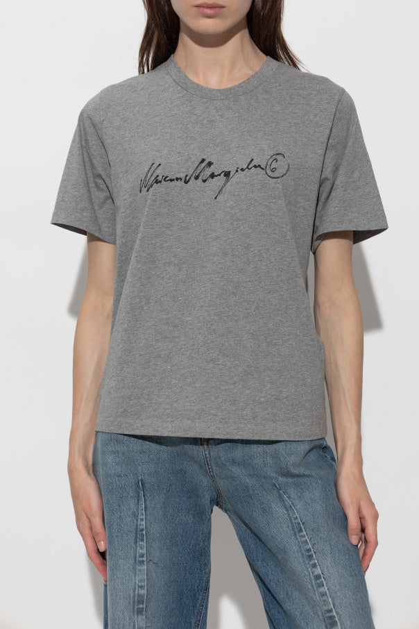 MM6 Maison Margiela GREY T-shirt with printed logo 3