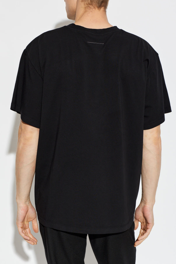 MM6 Maison Margiela BLACK T-shirt with logo patch 4