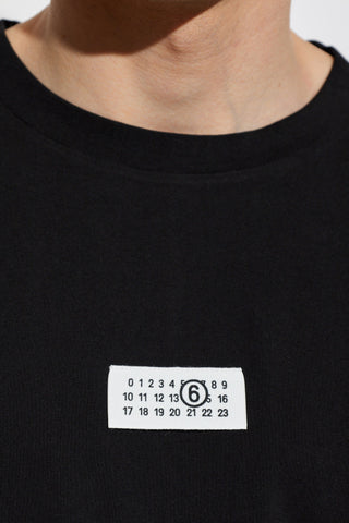 MM6 Maison Margiela BLACK T-shirt with logo patch 5