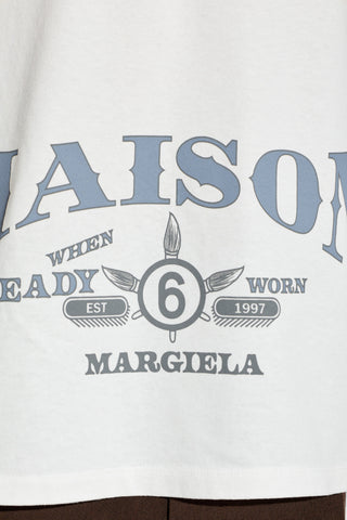 MM6 Maison Margiela WHITE T-shirt with printed logo 5
