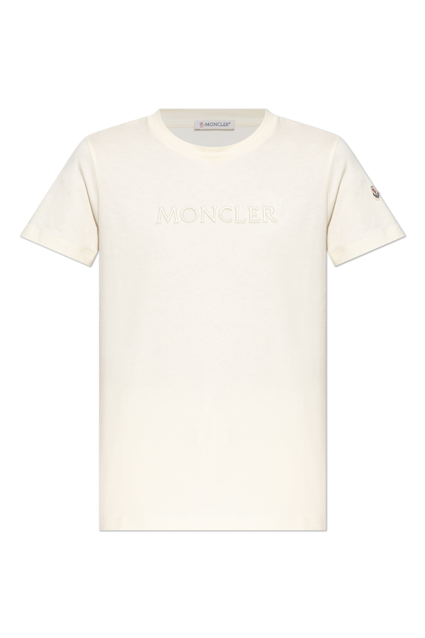 Moncler cream T-shirt with logo 1