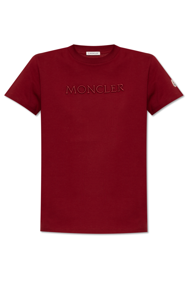 Moncler BURGUNDY T-shirt with logo 1