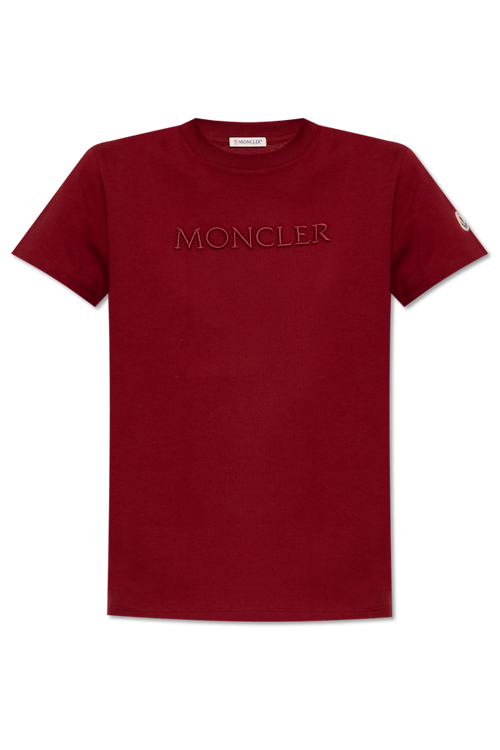 Moncler BURGUNDY T-shirt with logo 1