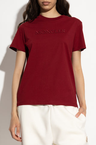 Moncler BURGUNDY T-shirt with logo 3