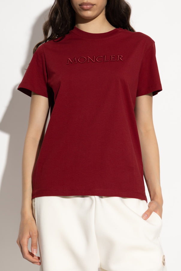 Moncler BURGUNDY T-shirt with logo 3