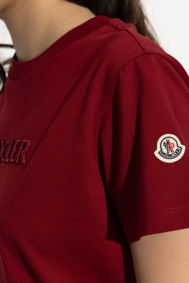 Moncler BURGUNDY T-shirt with logo 5