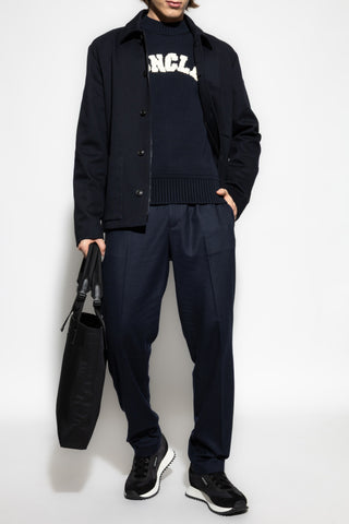 Moncler NAVY BLUE Trousers with cashmere trim 2
