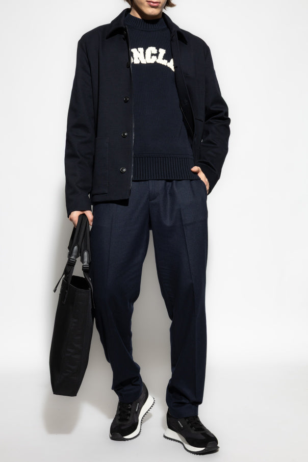 Moncler NAVY BLUE Trousers with cashmere trim 2