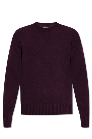 Moncler BURGUNDY Wool sweater with a crew neck 1