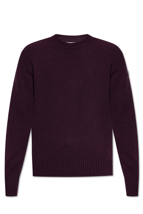 Moncler BURGUNDY Wool sweater with a crew neck 1