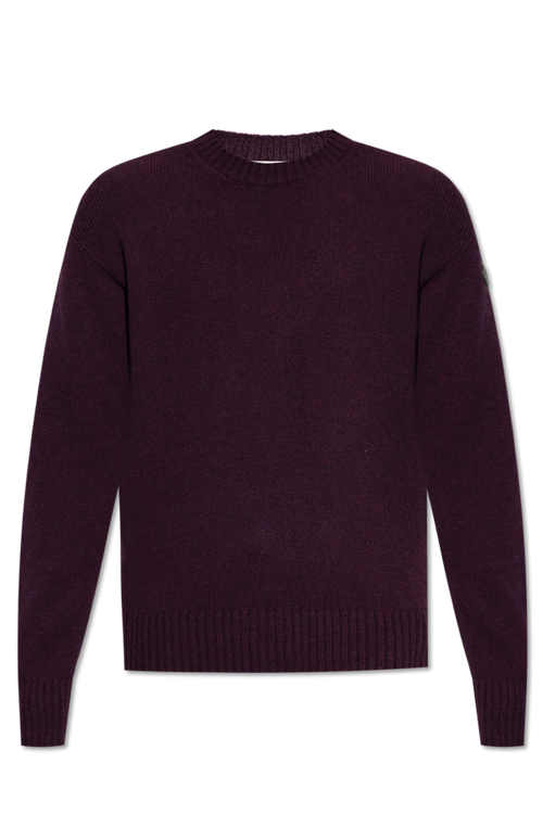 Moncler BURGUNDY Wool sweater with a crew neck 1