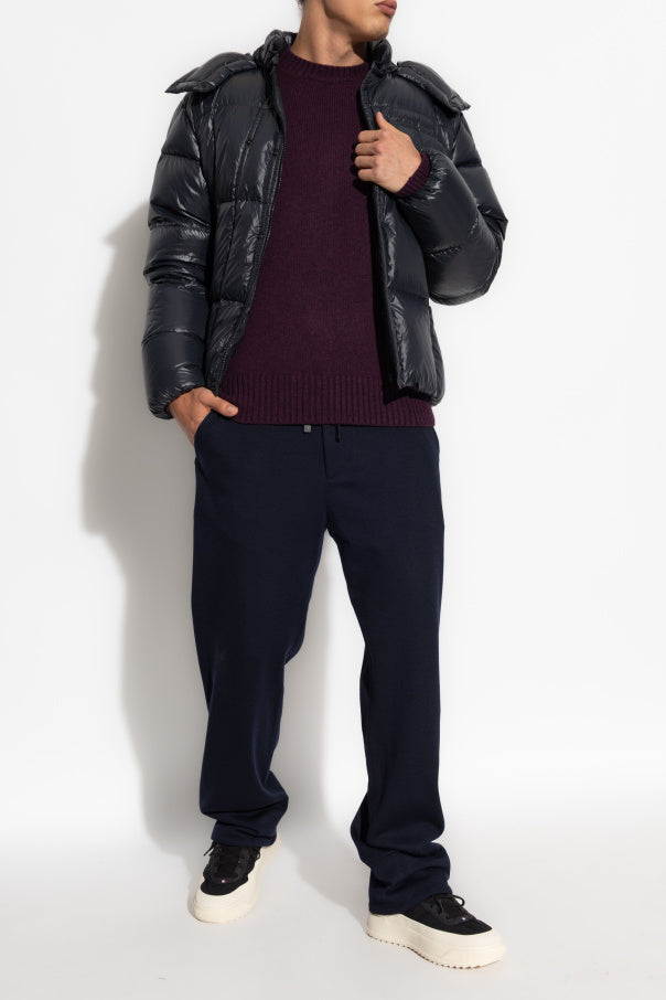 Moncler BURGUNDY Wool sweater with a crew neck 2