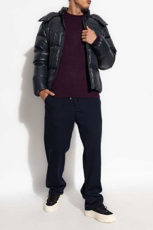 Moncler BURGUNDY Wool sweater with a crew neck 2