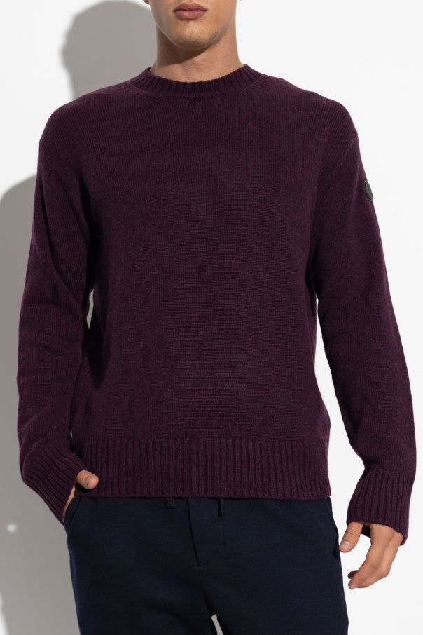 Moncler BURGUNDY Wool sweater with a crew neck 3