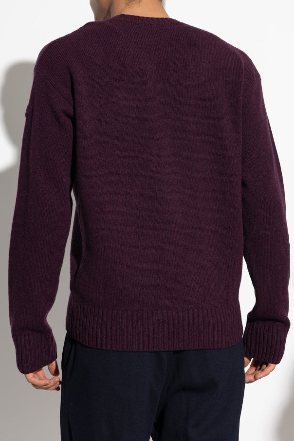 Moncler BURGUNDY Wool sweater with a crew neck 4