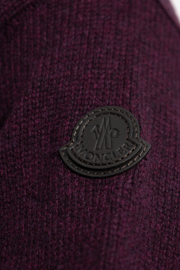 Moncler BURGUNDY Wool sweater with a crew neck 5