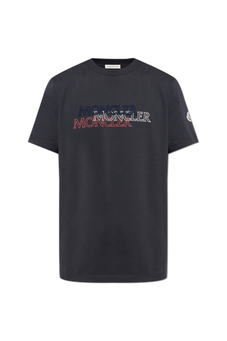 Moncler NAVY BLUE T-shirt with printed logo 1