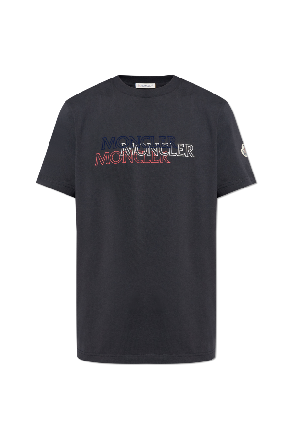 Moncler NAVY BLUE T-shirt with printed logo 1