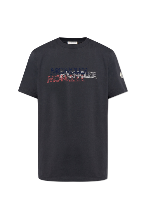 Moncler NAVY BLUE T-shirt with printed logo 1