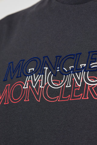 Moncler NAVY BLUE T-shirt with printed logo 5
