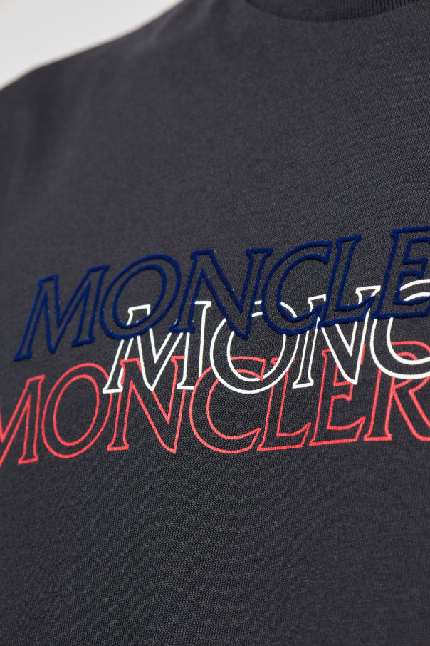 Moncler NAVY BLUE T-shirt with printed logo 5