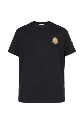 Moncler BLACK T-shirt with logo patch 1