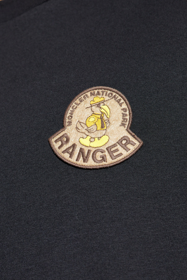 Moncler BLACK T-shirt with logo patch 5