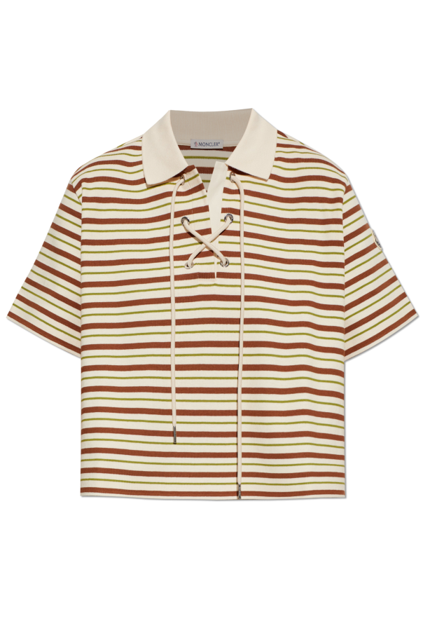 Moncler beige Short polo with logo 1