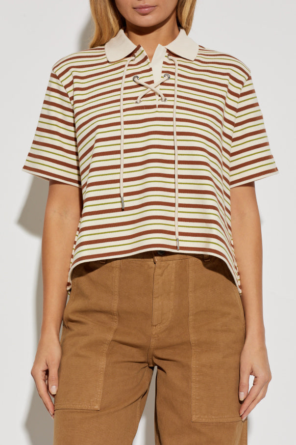 Moncler beige Short polo with logo 3