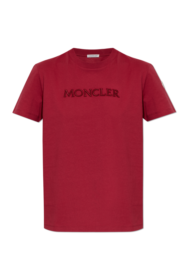 Moncler BURGUNDY T-shirt with logo 1