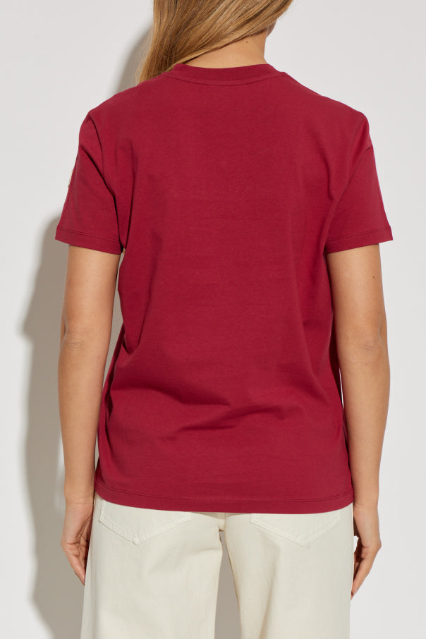 Moncler BURGUNDY T-shirt with logo 4