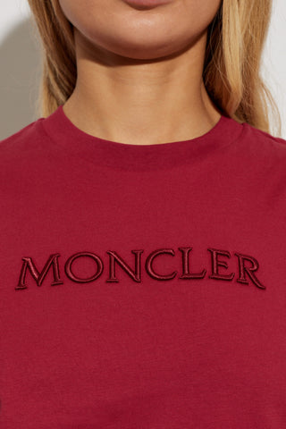 Moncler BURGUNDY T-shirt with logo 5