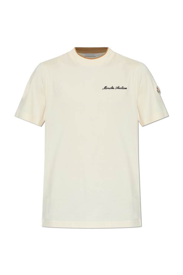 Moncler cream T-shirt with logo 1