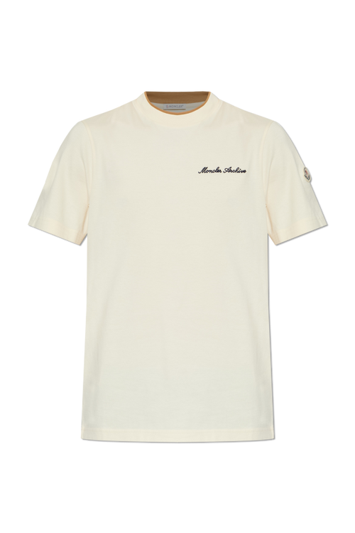 Moncler cream T-shirt with logo 1
