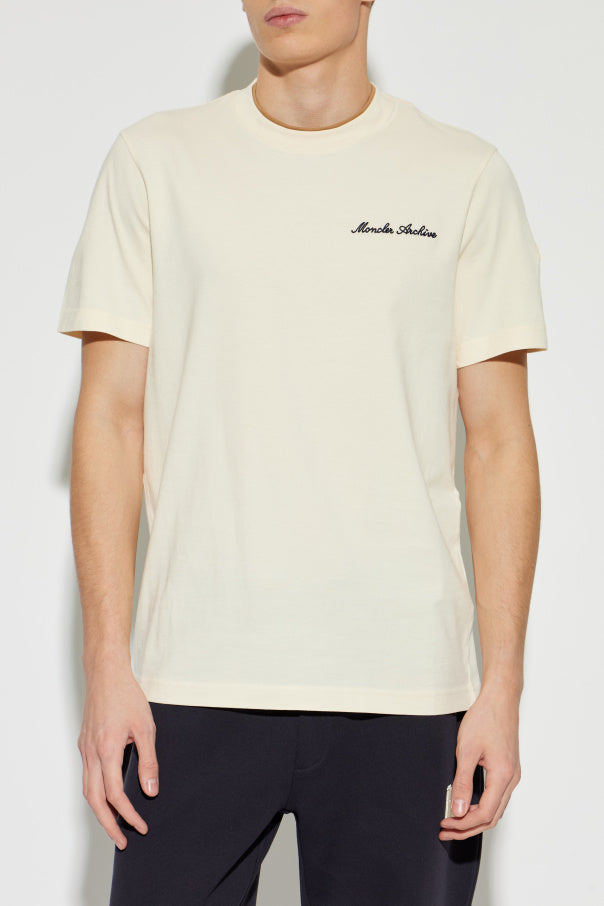 Moncler cream T-shirt with logo 3