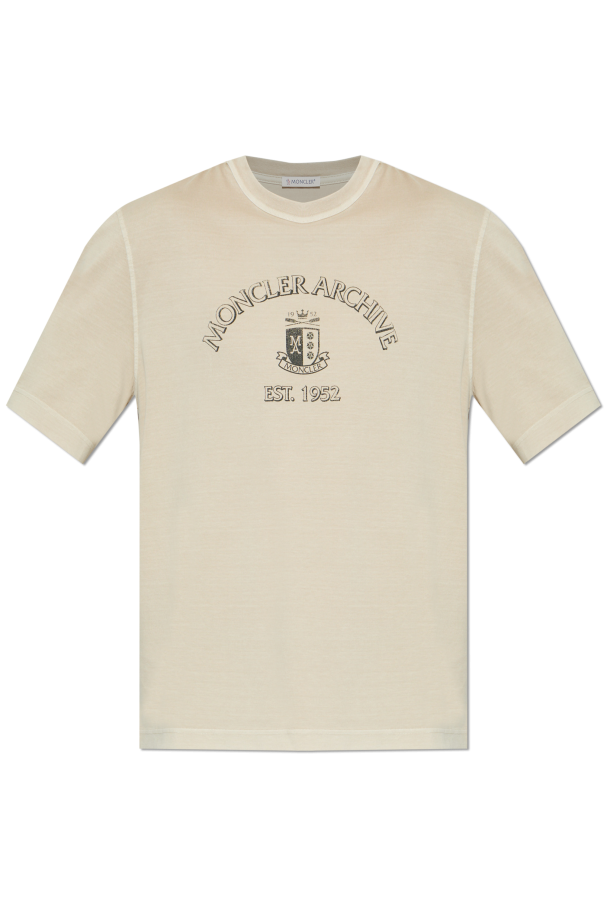 Moncler cream T-shirt with logo 1