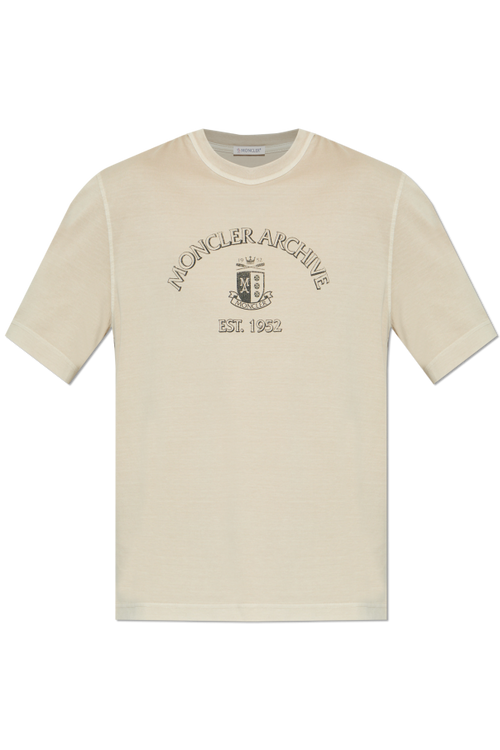 Moncler cream T-shirt with logo 1