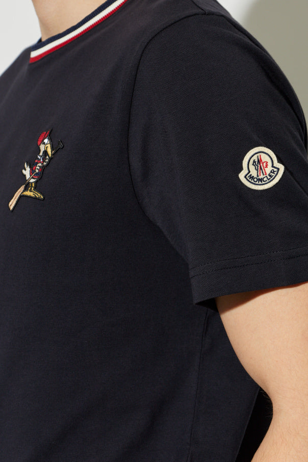 Moncler NAVY BLUE T-shirt with logo 5