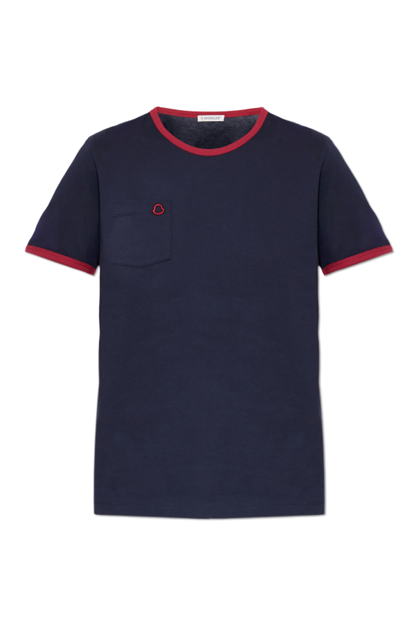 Moncler NAVY BLUE T-shirt with logo 1