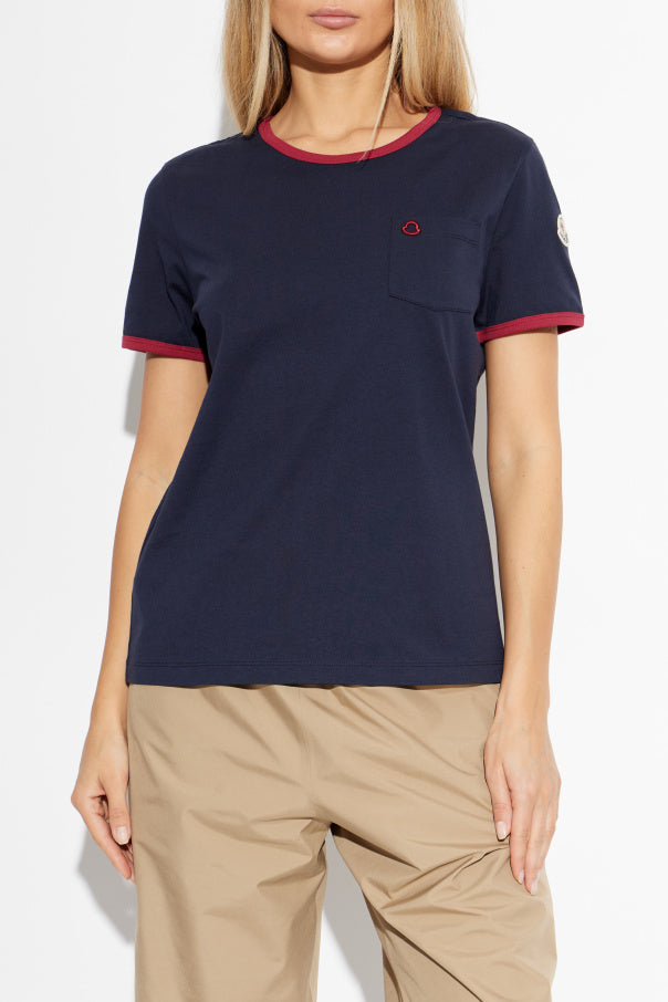 Moncler NAVY BLUE T-shirt with logo 3