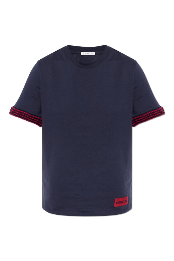 Moncler NAVY BLUE T-shirt with logo 1